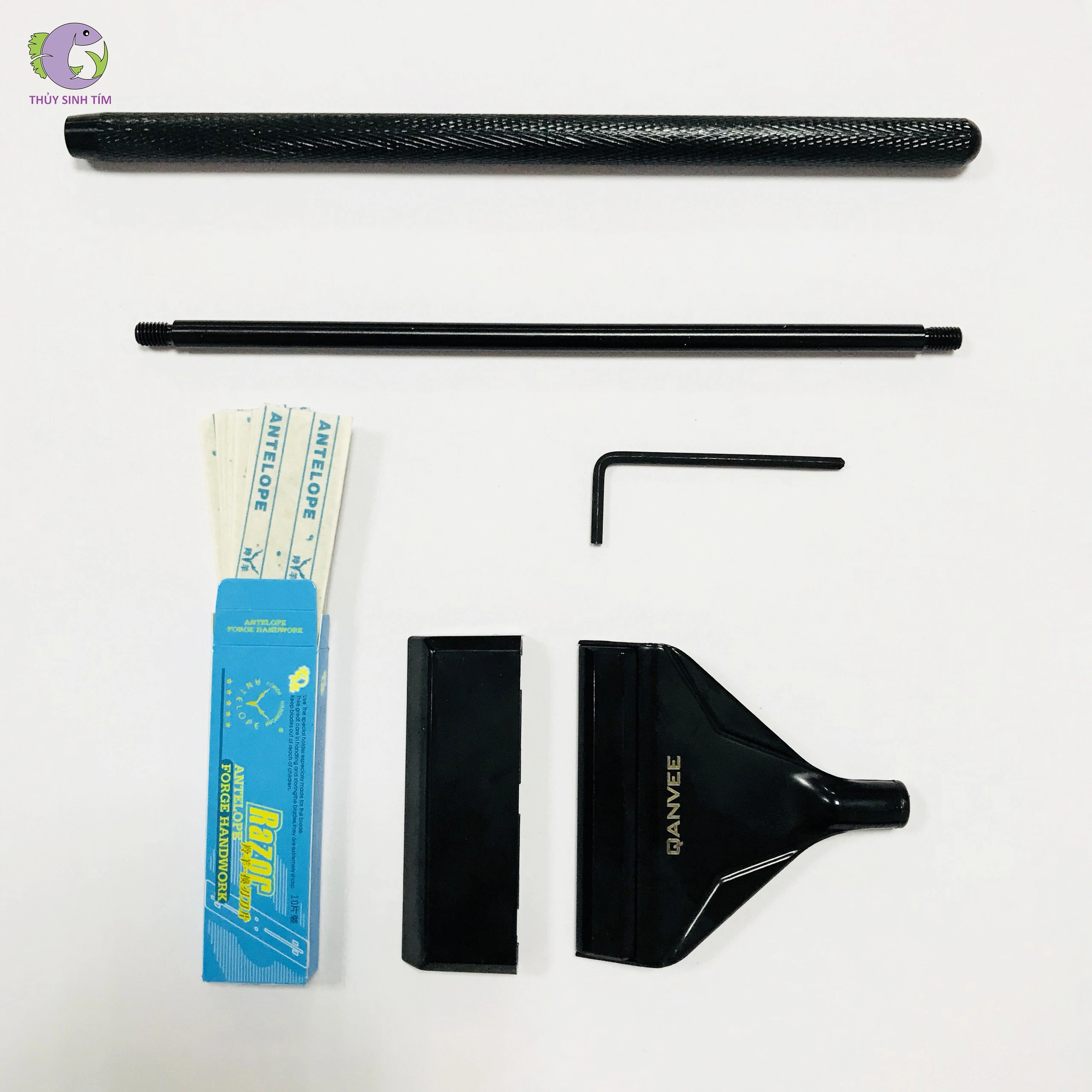 Bộ dao cạo rêu hợp kim nhôm dài 45cm và 65cm - Dụng cụ cạo rêu bể thủy sinh cá cảnh hiệu quả