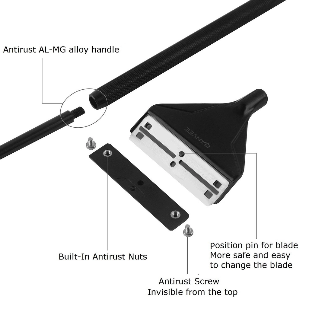 Bộ dao cạo rêu hợp kim nhôm dài 45cm và 65cm - Dụng cụ cạo rêu bể thủy sinh cá cảnh hiệu quả