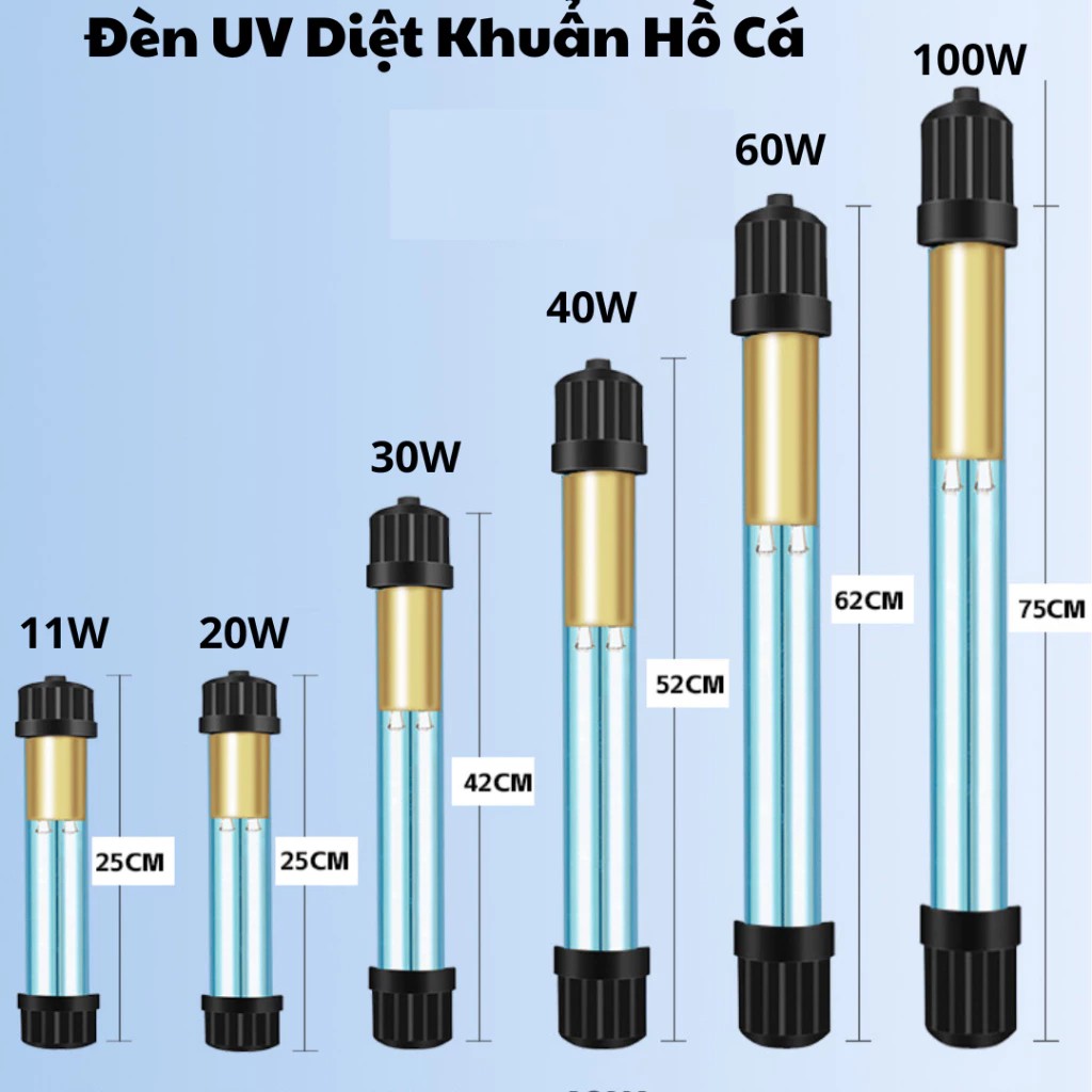 Đèn UV King Diệt Khuẩn Hồ Cá Koi, Thủy Sinh 20W, 30W, 40W, 60W, 100W – Xóa Tan Nước Xanh Rêu