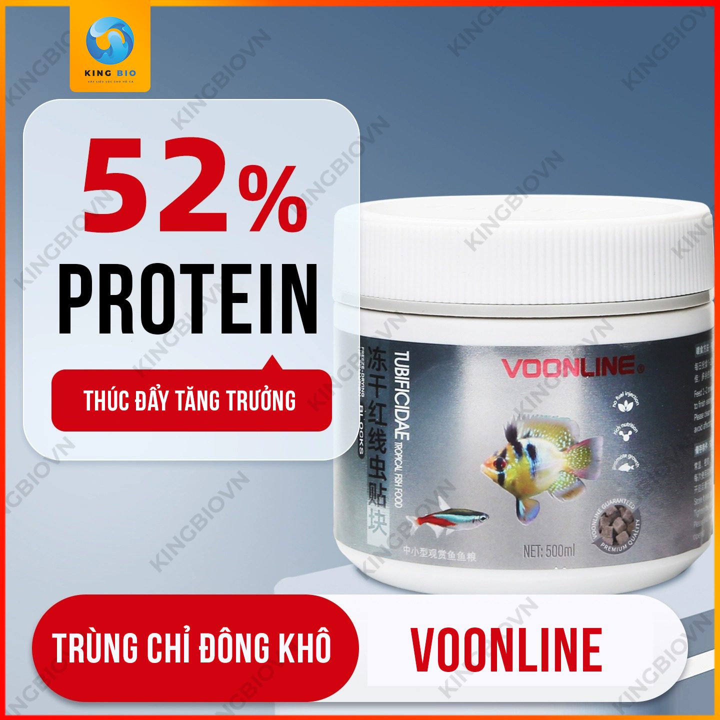 [Hộp 500ml] Trùng chỉ đông khô Voonline Tubificidae - thức ăn cho cá cảnh