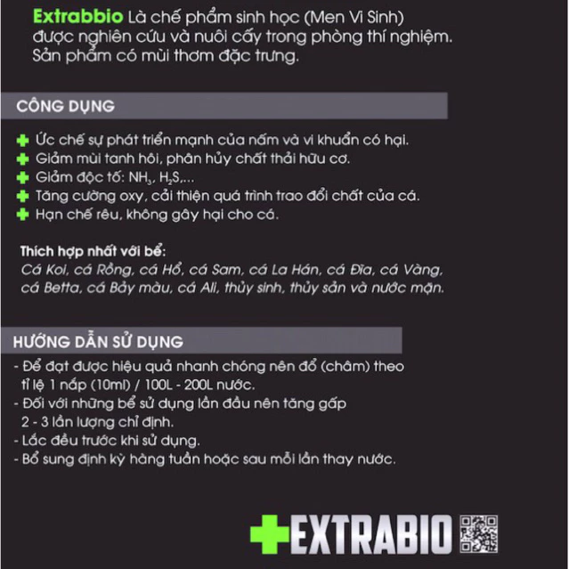 Men Vi Sinh Extra Bio làm trong nước bể cá - ExtraBio cao cấp cho cá cảnh 125Ml - 250ML - 500ML